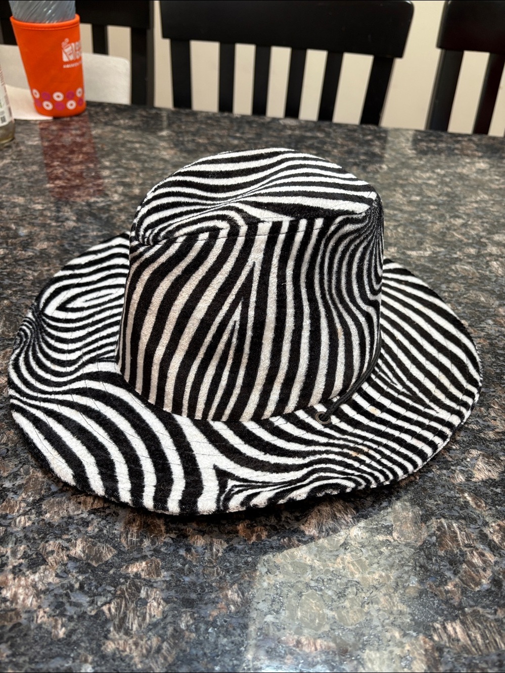 Zebra print Adult Felt Cowboy Hat with Drawstring - Picture 2 of 4
